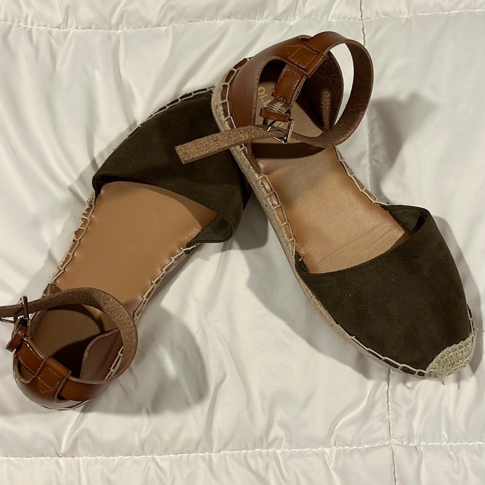Old Navy, closed toe espadrilles ankle buckle strap